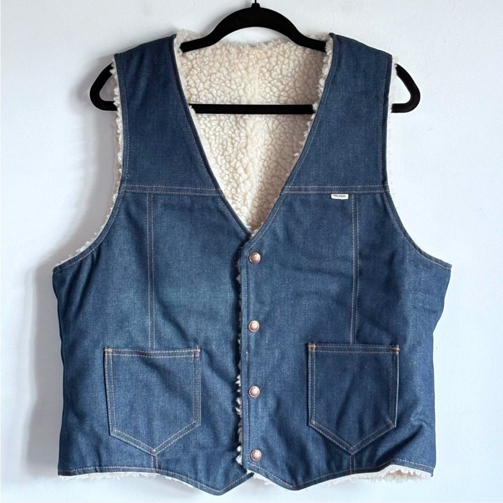 Vintage NELSON Denim / Sherpa Vest • Sherpa Lined • Unisex Size Large